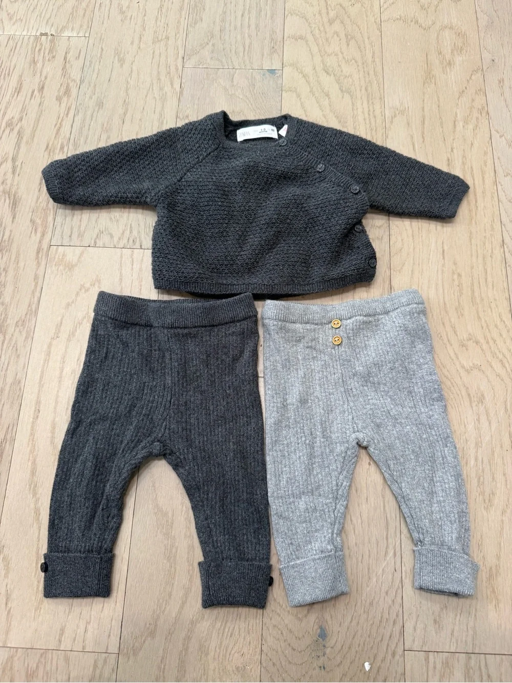 Zara Knit Sweater & Two Pants Set - Charcoal and Light Gray